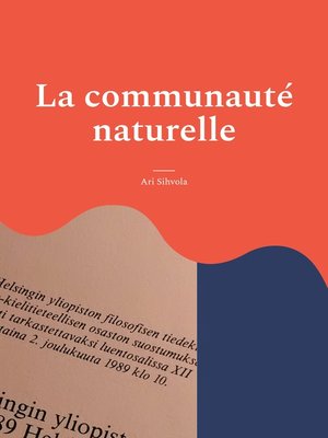 cover image of La communauté naturelle